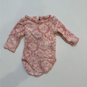 Janie and Jack Pink Long-Sleeve Bodysuit with Deer Toile Print